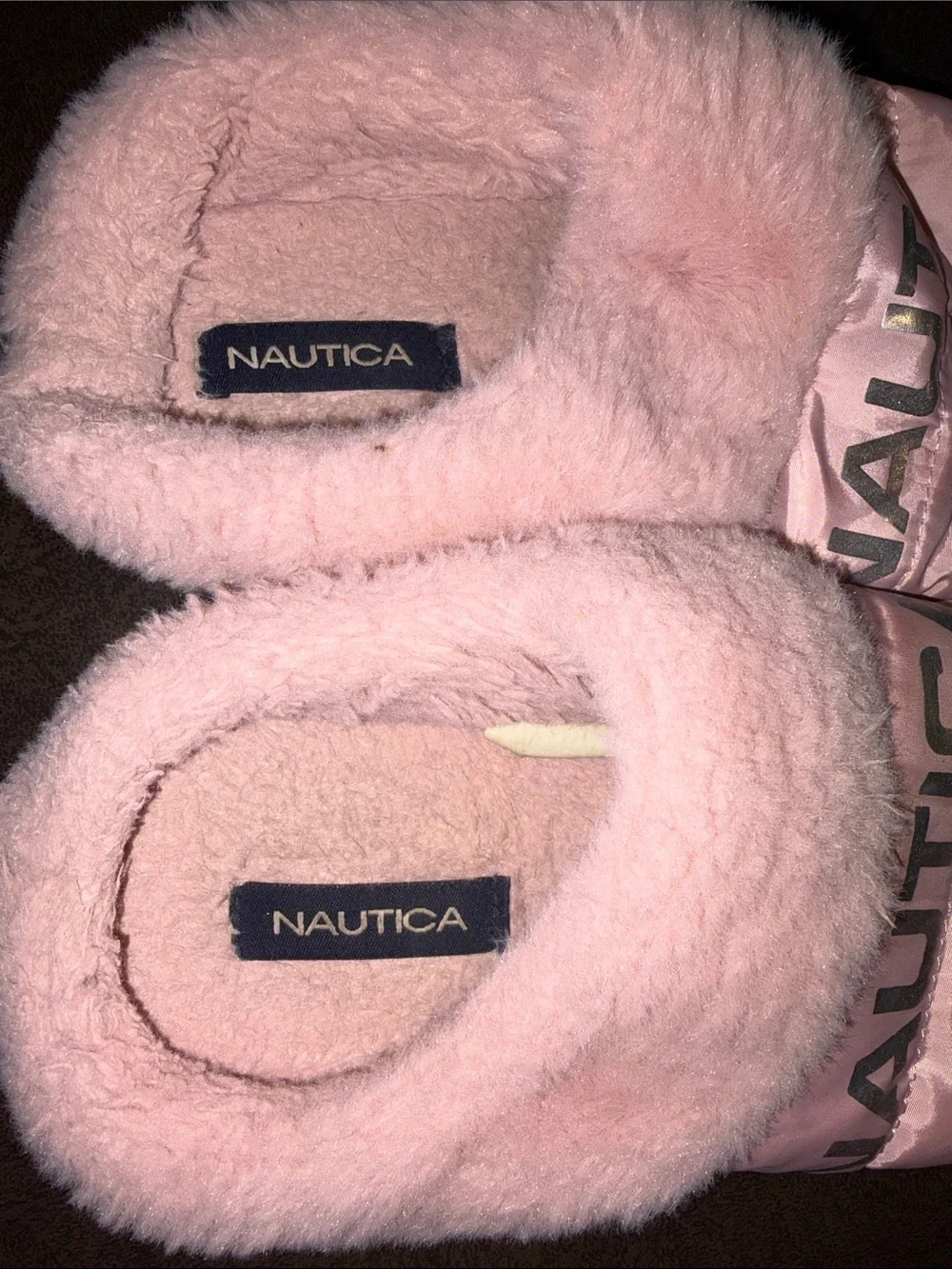 Nautica Kids Pink Plush Quilted Slip-On Slippers